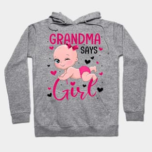 Cute Gender Baby Reveal Grandma Says Girl Matching Family Hoodie